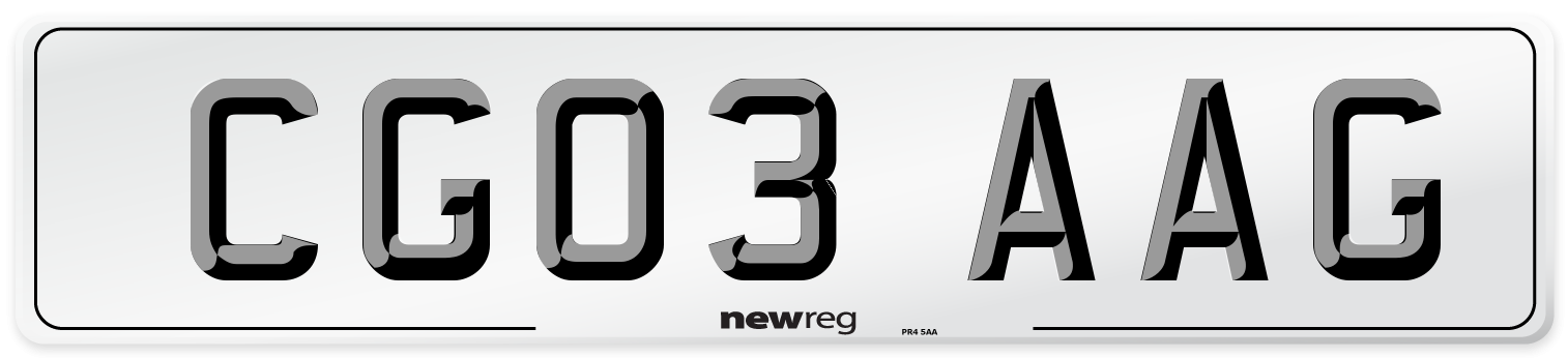 CG03 AAG Number Plate from New Reg